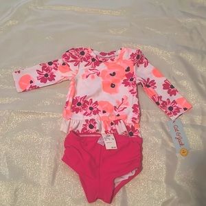 Girls Floral two piece ling sleeve swimsuit 12 months UPF 50+ new